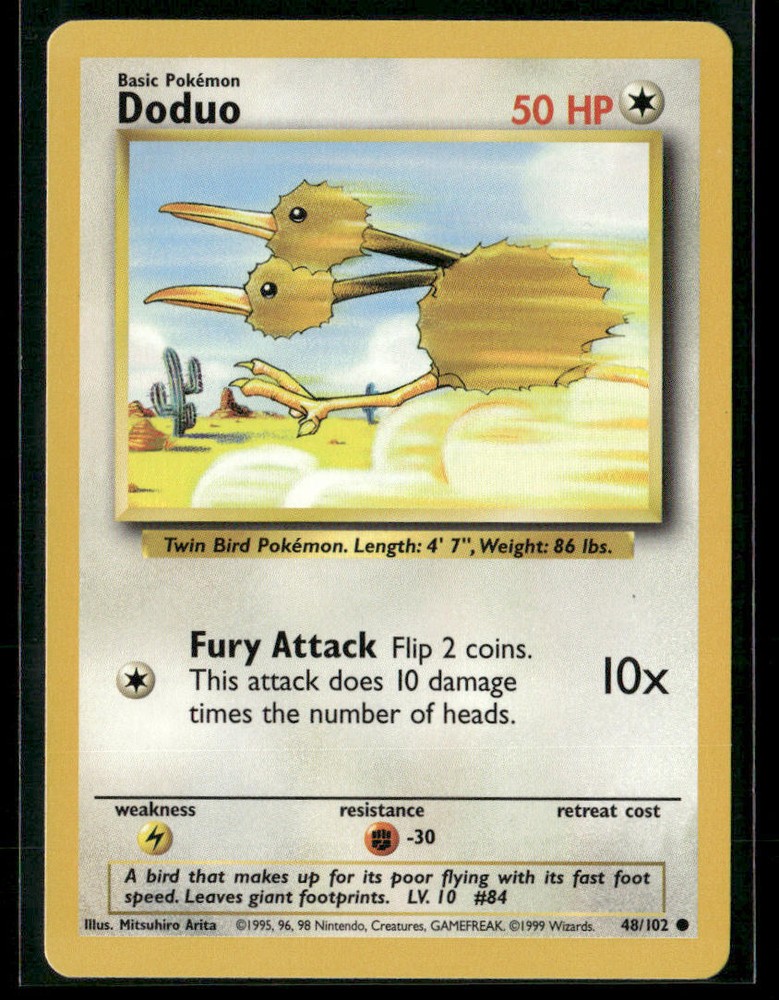 1999 Pokemon Doduo Holo Rare Card 48/102 Neo Genesis