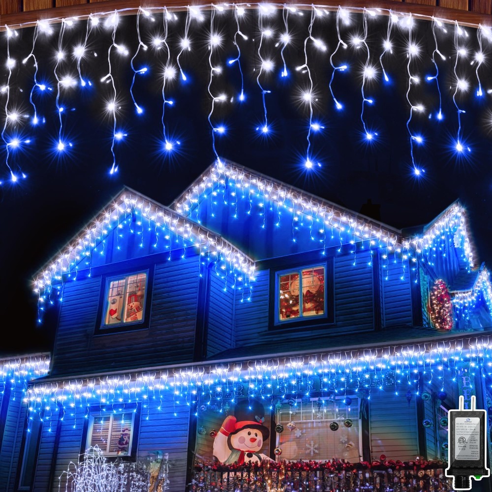 1296 LED Christmas String Lights with 288 Drops, 131ft, 8 Lighting Modes for Holiday Decor