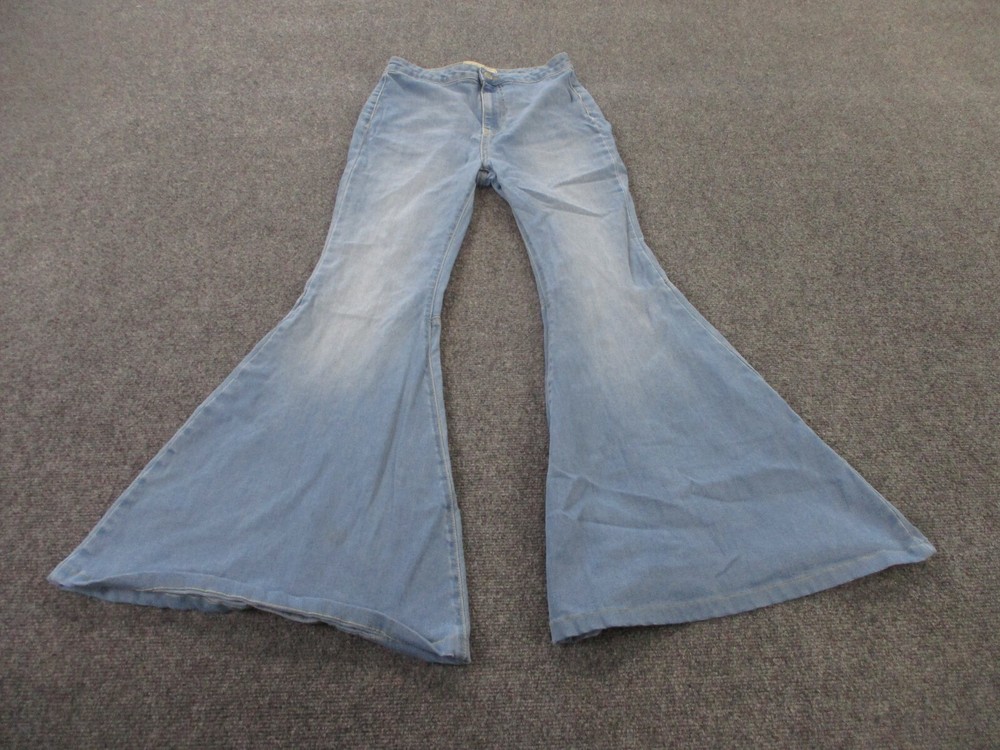 Free People Jeans Womens 26 Blue Denim Wide Flared Retro Float On Bell Bottom FP