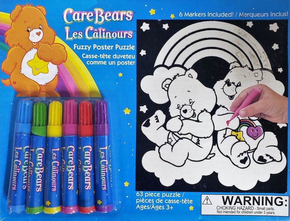 Care Bears Fuzzy Poster Puzzle Fuzzy Friends 6 Markers Included