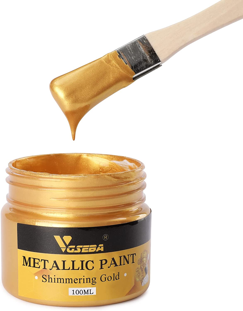 Acrylic Paint Metallic Gold, Non Toxic, Non Fading, 100Ml Gold Leaf Paint for Ar