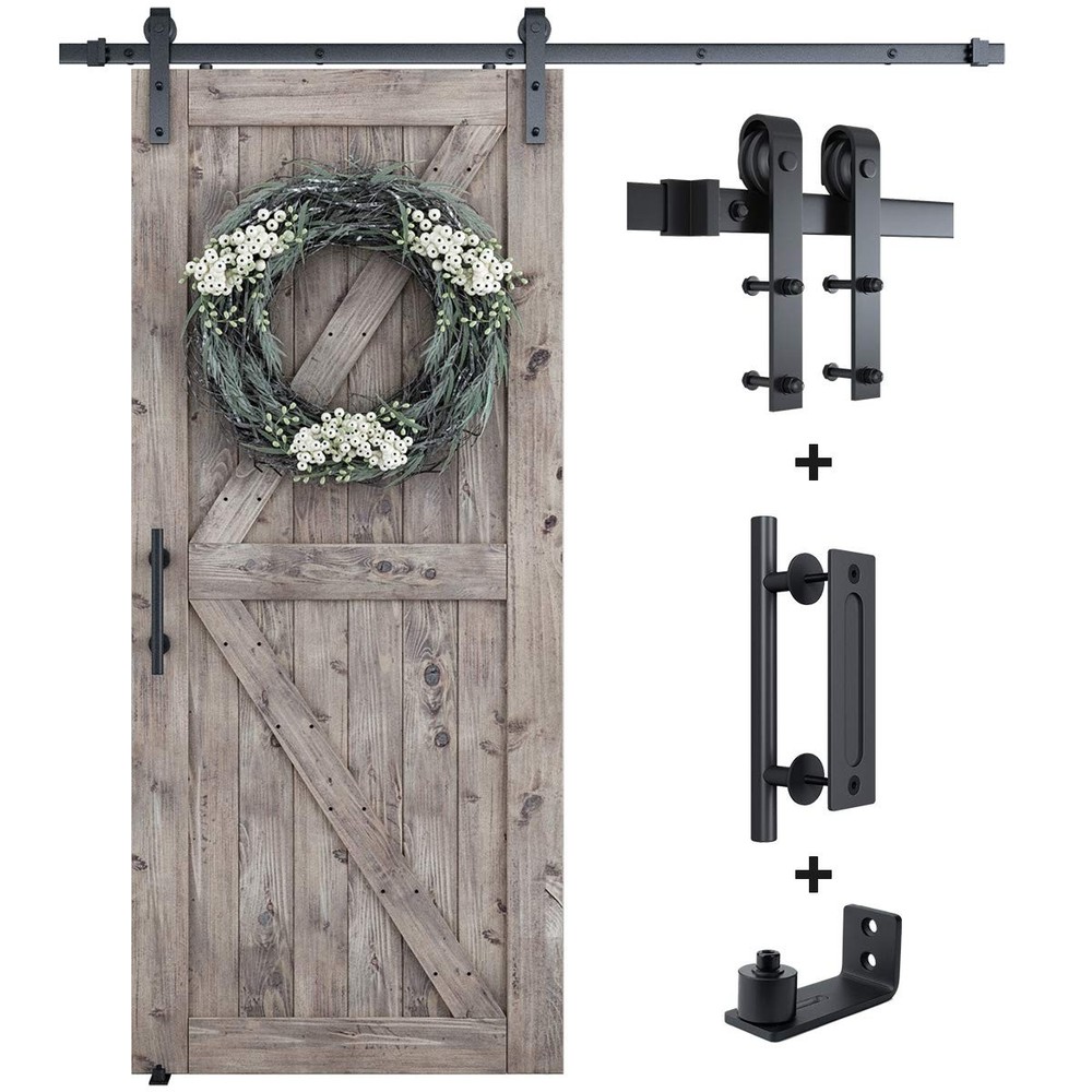 6.6FT Sliding Barn Door Hardware Kit with Track and Pull Handle
