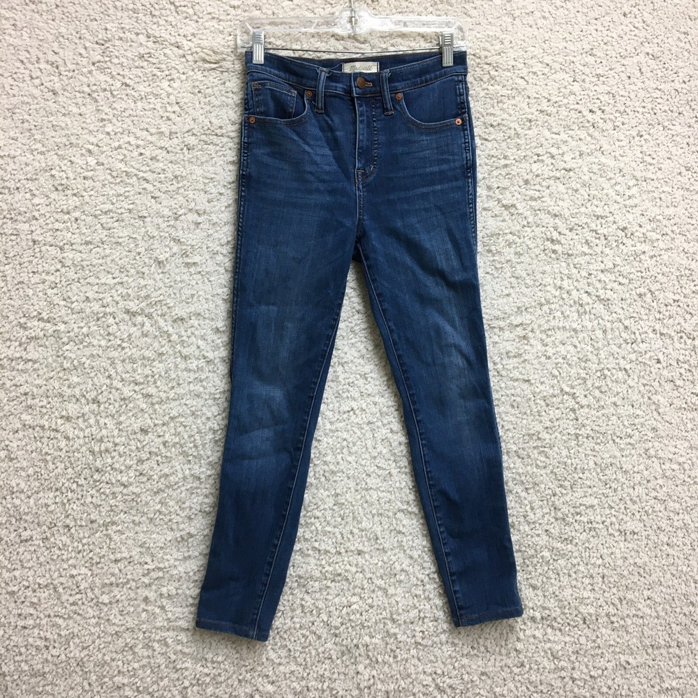 Madewell Womens Size 26 High Rise Skinny Dark Wash Stretch Jeans 10 Inseam  