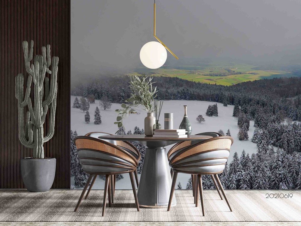 3D Forest Snow Winter Landscape Wall Murals Wallpaper Murals Wall Sticker