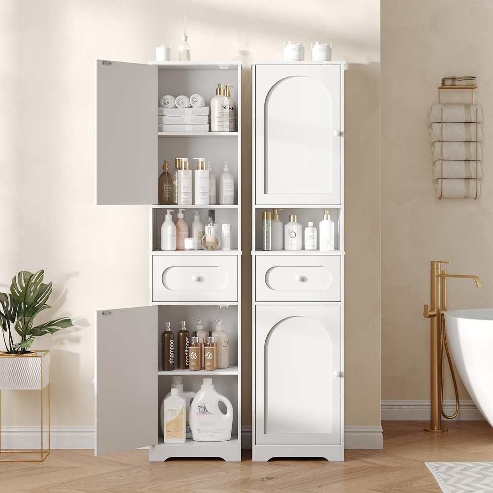 Maupvit 65-Inch Tall Narrow Bathroom Storage Cabinet with 2 Doors and Drawers