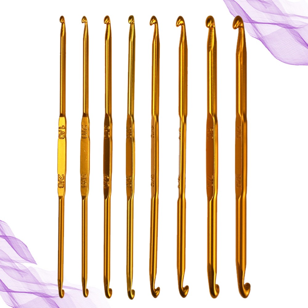 Double Head Aluminum Alloy Crochet Hooks Set for Knitting and Crafting-image