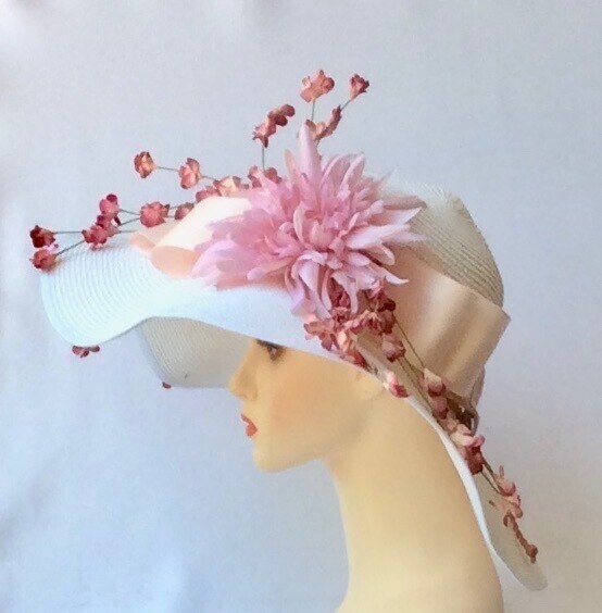 Kentucky Derby Hat Church Tea Party Hat with Wide Brim