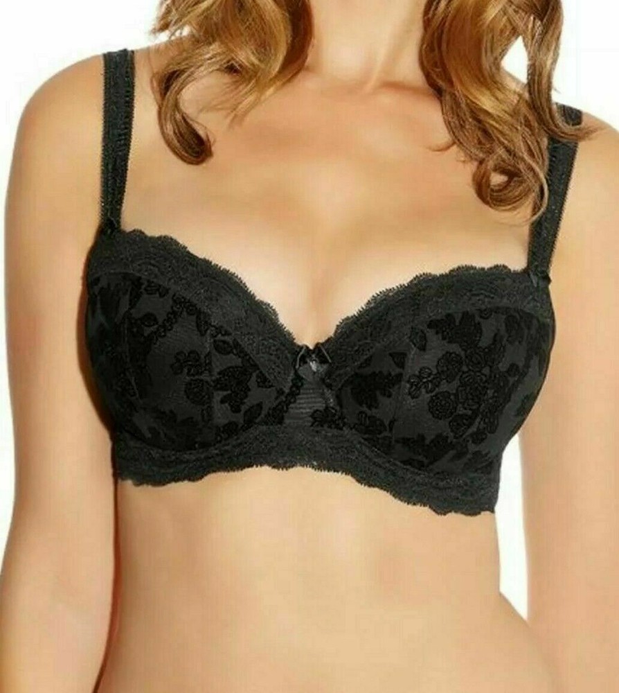 Fantasie Mae Bra Black Size 30E Underwired Padded Half Cup Balcony 9101 New