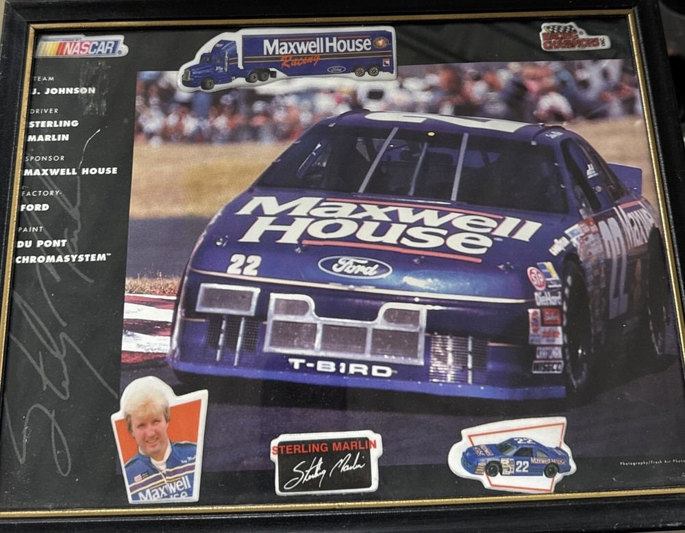 Sterling Marlin Vintage NASCAR Picture Cards Memorabilia Unique  Maxwell House