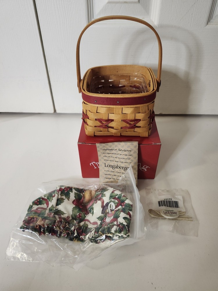 Longaberger 2000 Let It Snow Red Christmas Tree Trimming Basket New