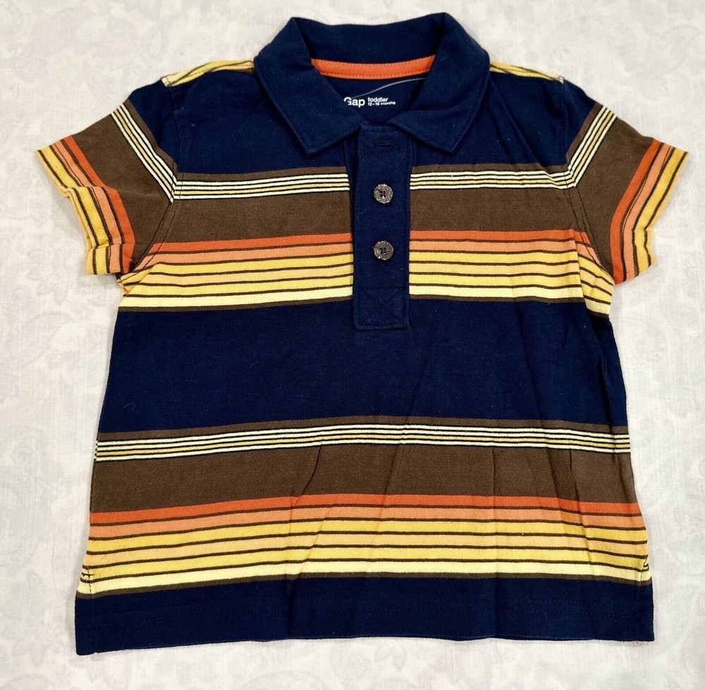 Baby Gap NEW NWT Blue COLOR STRIPE COTTON SS COLLAR POLO TOP SHIRT  12-18 Months