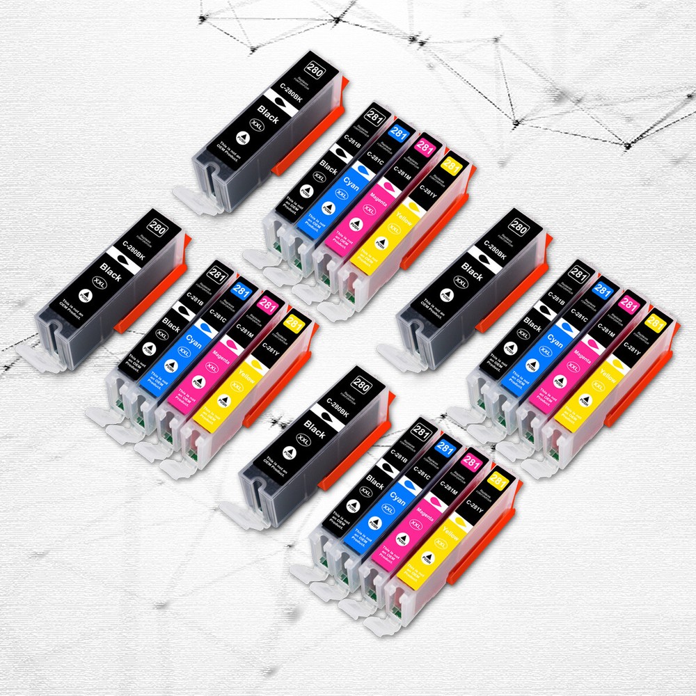 20PK Compatible Ink Cartridges PGI-280XXL CLI-281XXL for Canon PIXMA TS8222 TS8320 TS8300 Printers