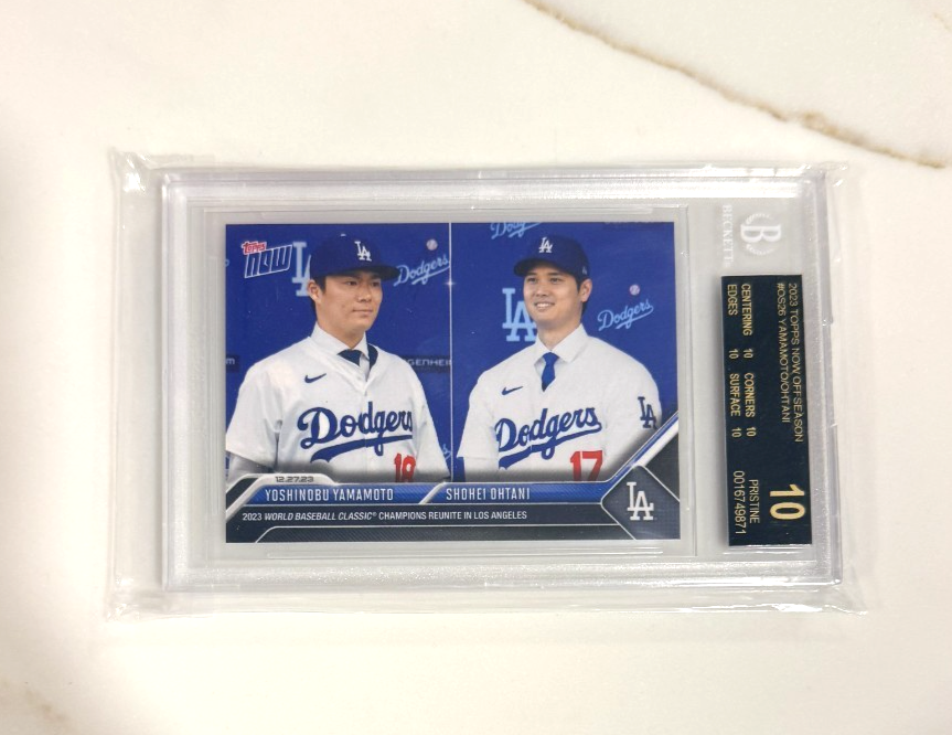 Shohei Ohtani Yoshinobu Yamamoto Topps Now BGS 10 BLACK LABEL Dodgers Debut