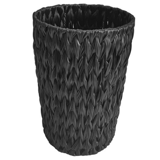Wicker Trash Can,Small Black Bathroom Trash Can,Waterproof Narrow Wicker