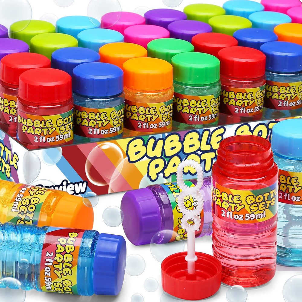 32 Pack Bubble Bottles Bulk for Kid (8 Colors), Bubbles Wand Attached to the ...