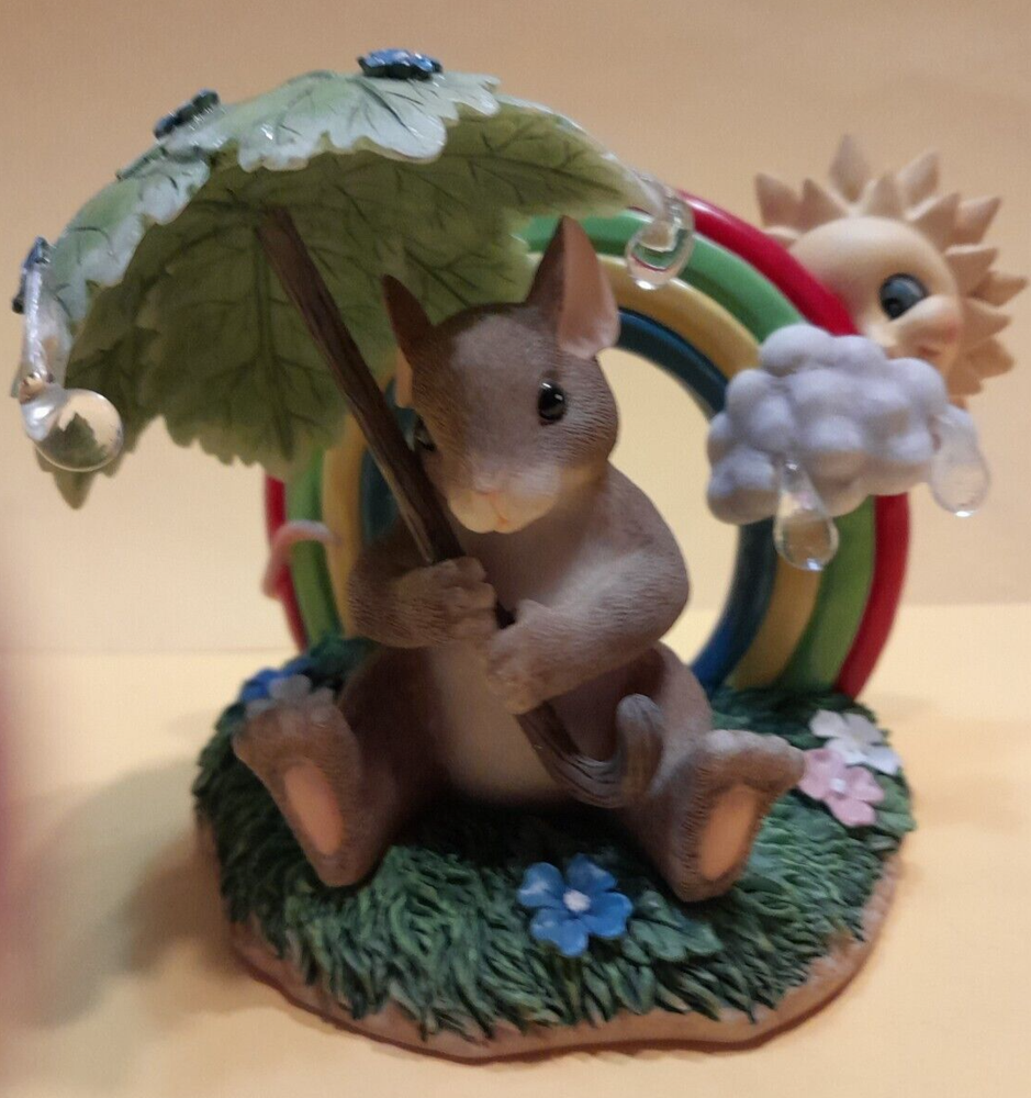 Adorable Little Mouse with Umbrella Charming Tails Rain and Rainbow Design