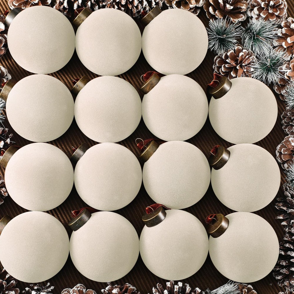 15 Pcs Velvet Christmas Balls Bulk Flocked Christmas Tree Ball Ornaments Plas...