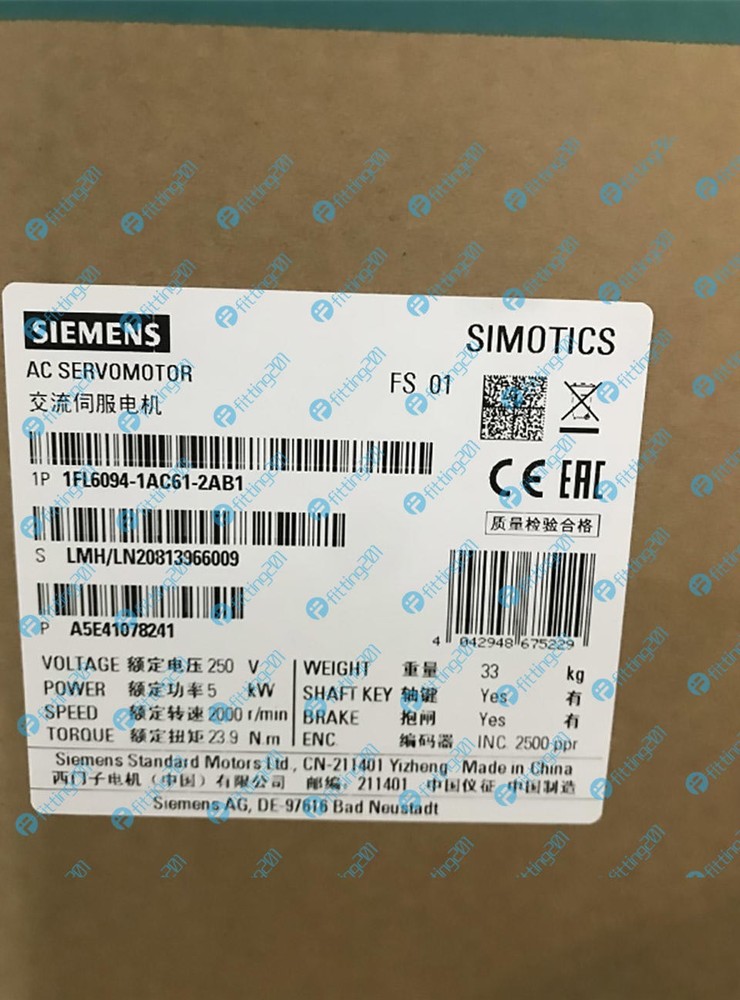 1PC SIEMENS V90 5KW Servo Motor 1FL6094-1AC61-2AB1 NEW