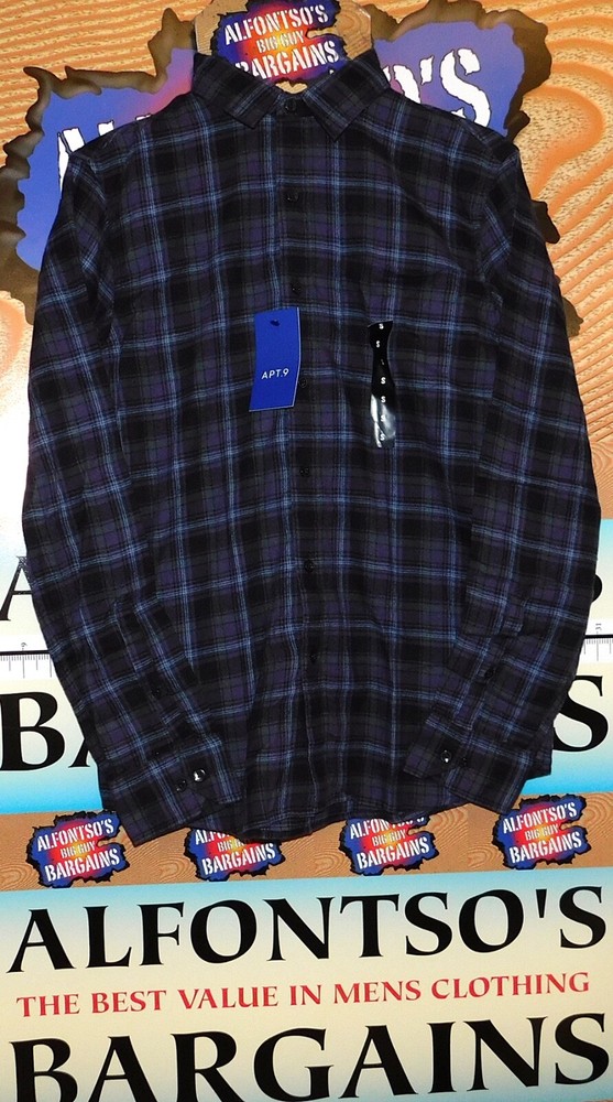 Apt 9 Mens Long Sleeve Soft Touch Flannel Slim Fit Shirts $9.99 CLEARANCE SALE!-image