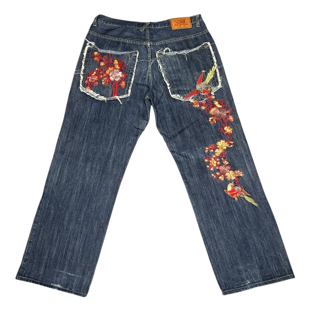 Vintage Y2k Kanji Premium Japanese Demin Jeans Size 38x34