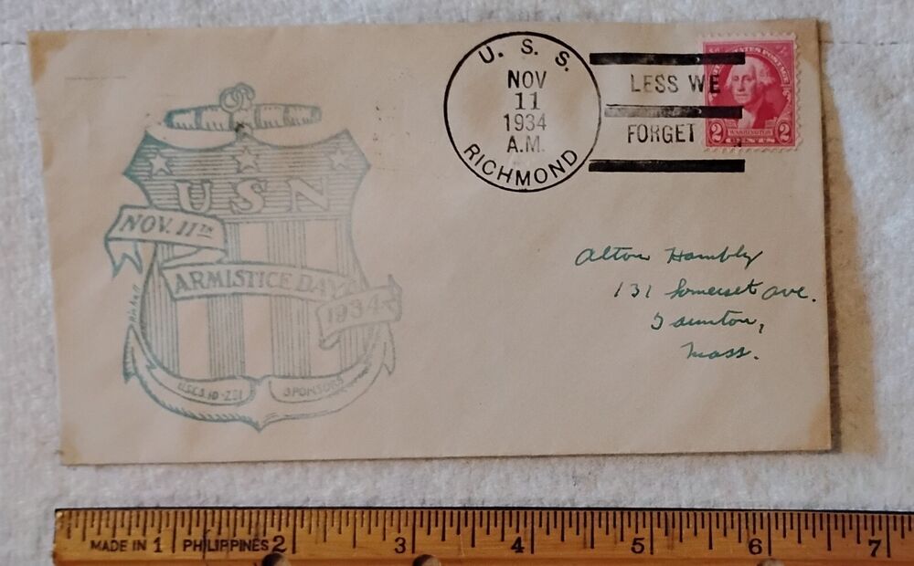 Vintage 1932 Washington Red 2 Cent Bicentennial Stamp Precanceled 1934 Envelope
