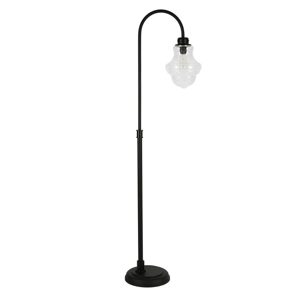 Sara 70-inch Blackened Bronze Floor Lamp with Seeded Glass Shade