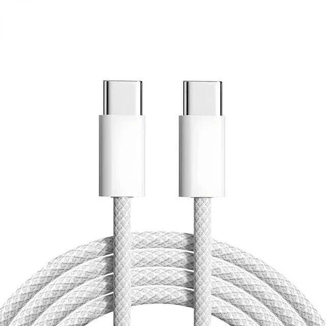 1PCS White Braided USB-C Charging & Sync Cable