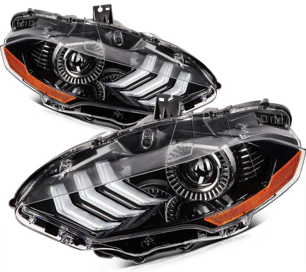 2018-2020 Ford Mustang Left Right Headlight Assembly Black Housing LED DRL