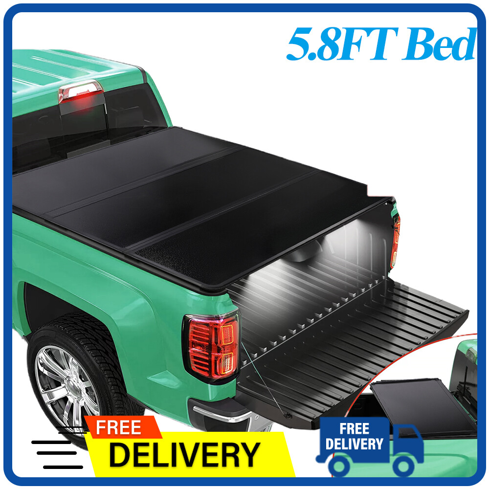 5.8FT 3-Fold Tonneau Cover for 2009-2024 Dodge Ram 1500 Pickup Truck