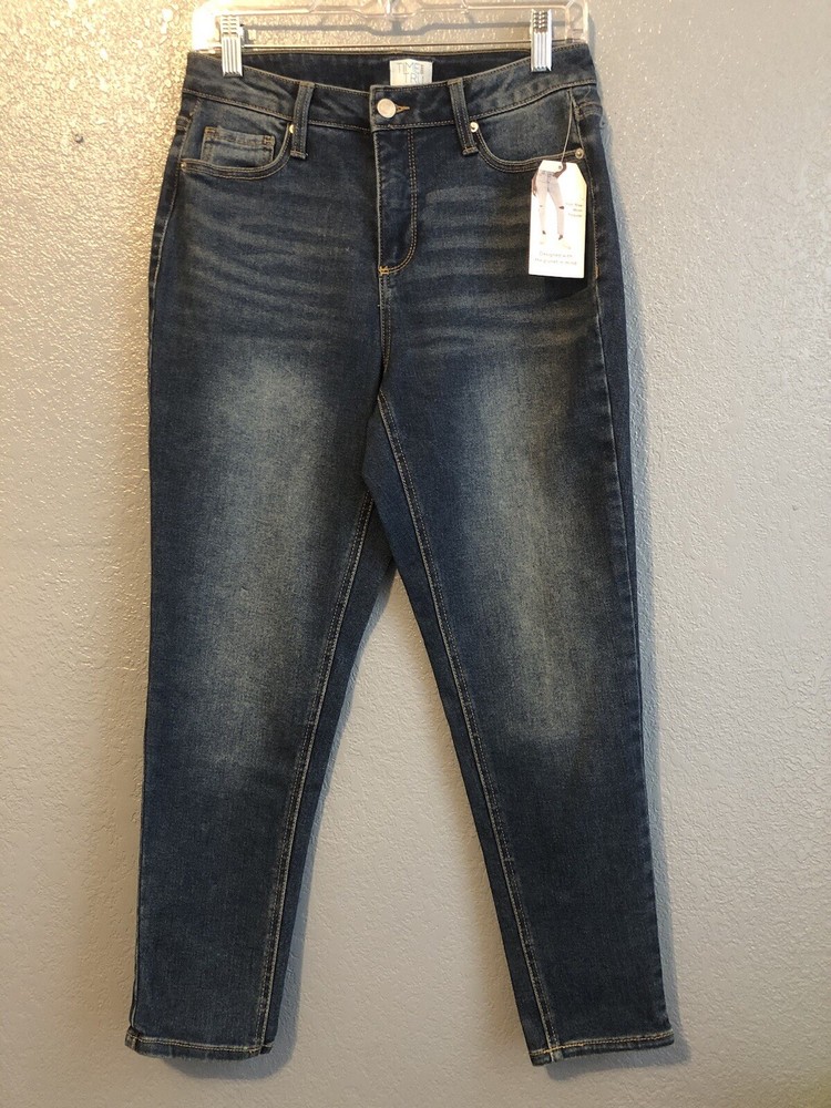 Time & Tru Womens High Rise Dark Wash Mom Jeans Size 4 Regular