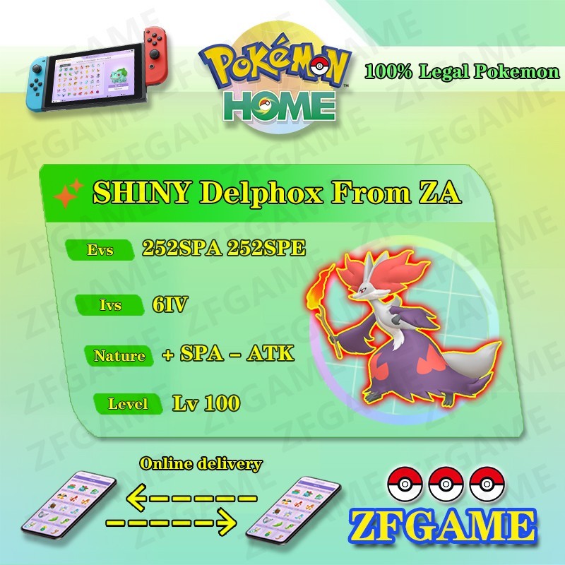 ✨6IV SHINY Delphox From ZA + EVS🚀 POKEMON HOME✨Champions✨Online delivery⚡