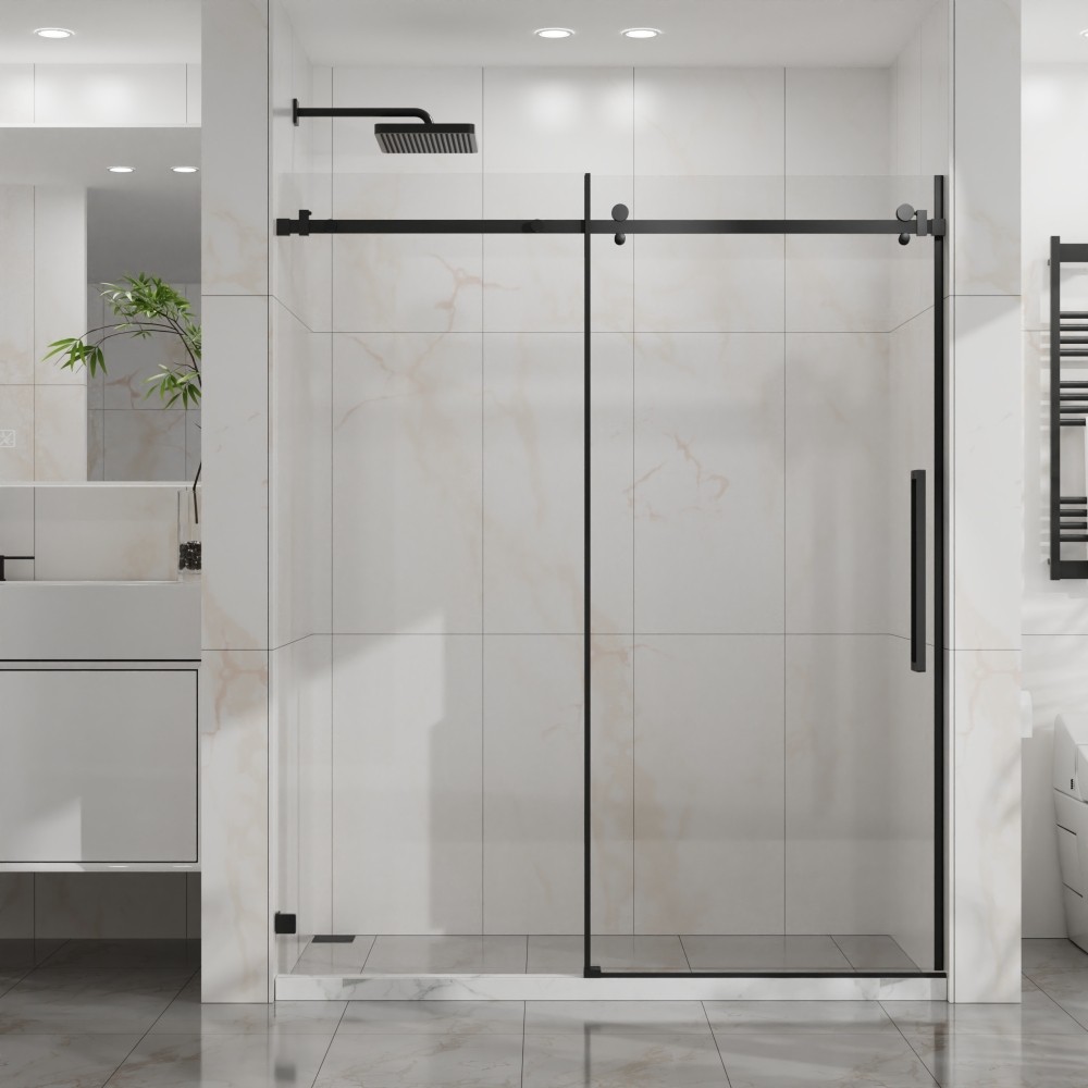 Frameless Sleek Glass Shower Door W 6mm Tempered Glass Stainless Steel Hardware