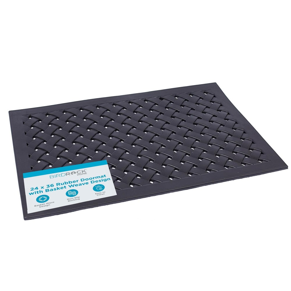 24x36 Basket Weave Rubber Doormat for Outdoor Entryway Decor