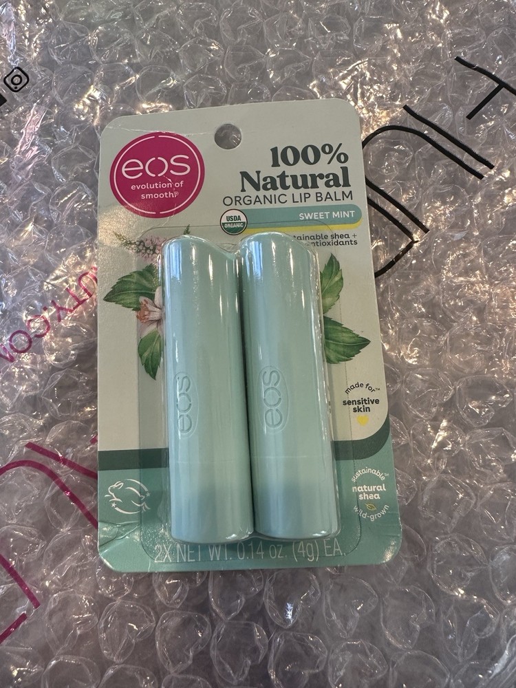 Eos Organic Sweet Mint Lip Balm Twin Pack 0.14oz Each