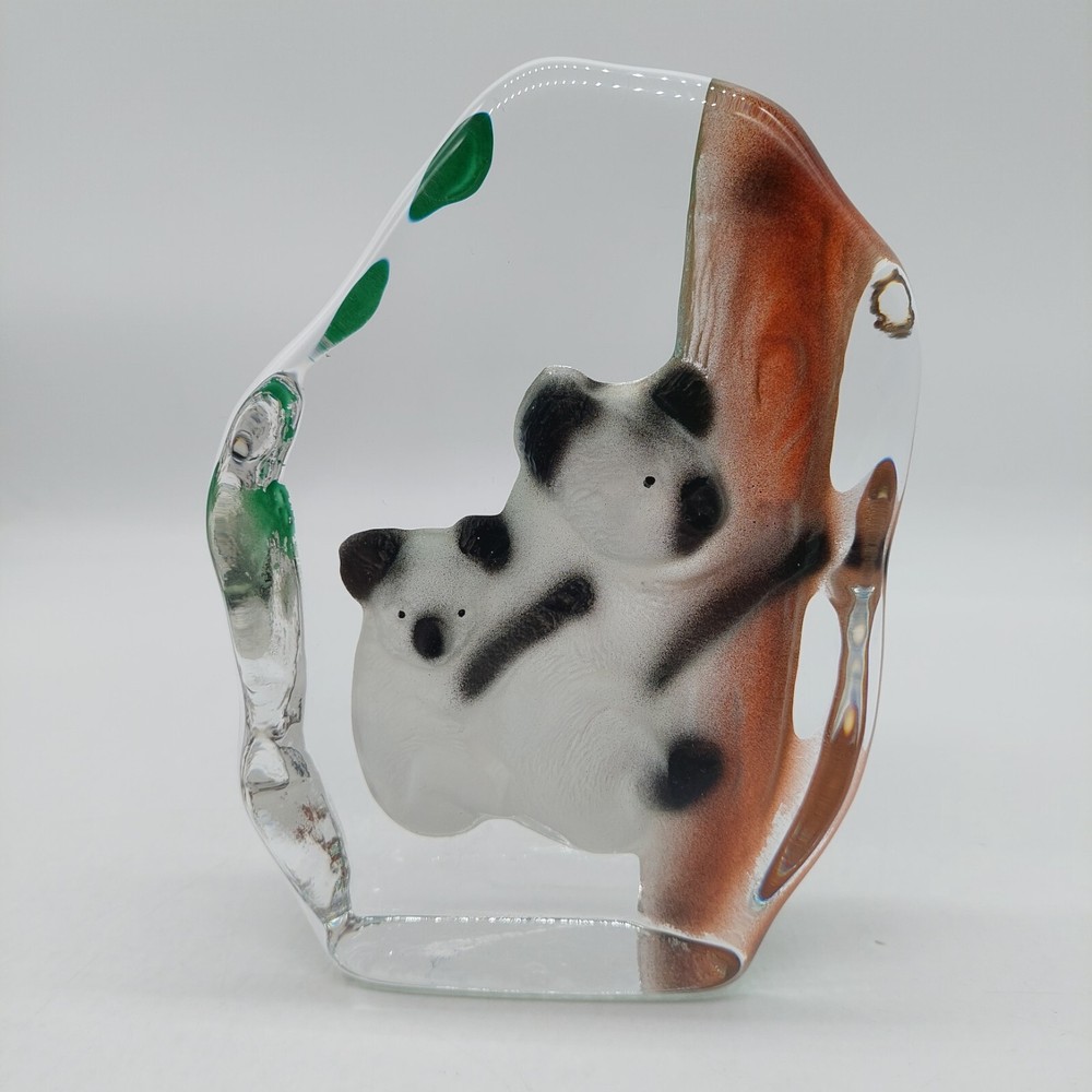 Cristal D’ Arques Koala Mother & Baby Leaded Crystal Glass Art Piece France