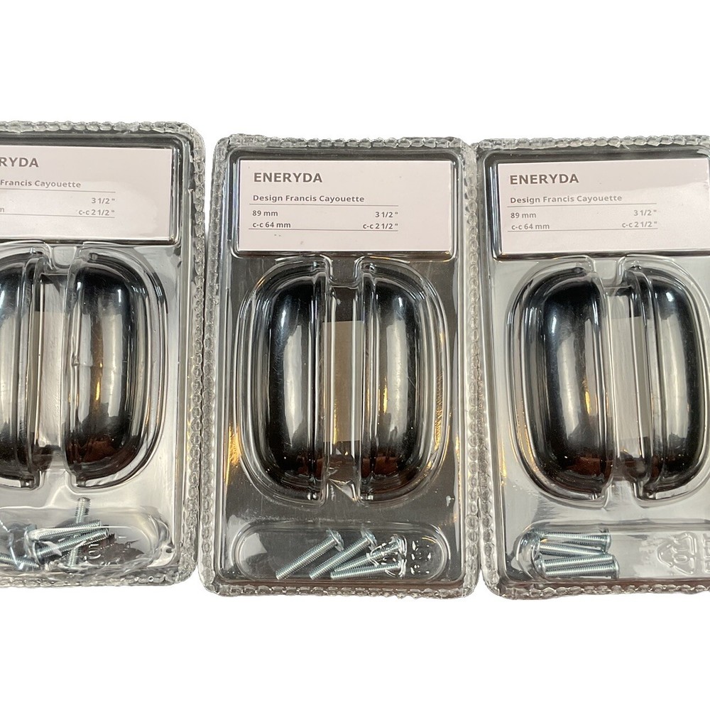 3 Sets (6 Handles) IKEA Eneryda Cup Drawer Pulls Handles 2.5” Black 503.475.17