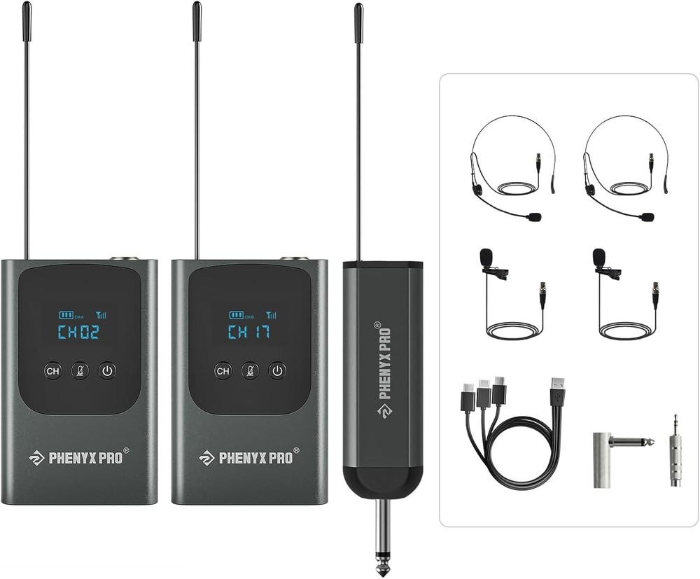 Phenyx Pro PDP-2-2B Dual Channel Wireless Mic System for Clear Audio