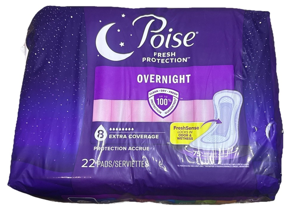 Poise Overnight Incontinence Pads for Women 22 Count