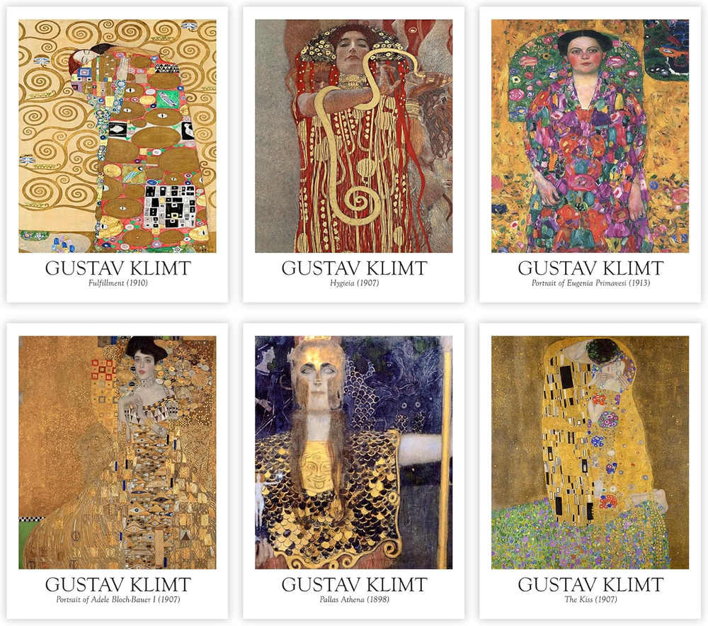 Gustav Klimt Wall Art - the Kiss by Gustav Klimt, Lady with Fan, the Virgins, Po