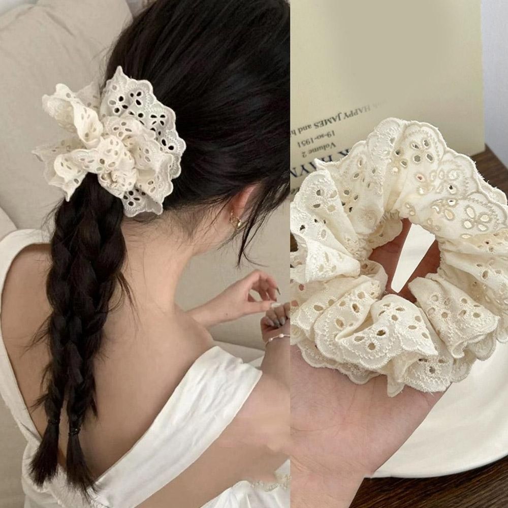 Korean Super Large Lace Head Rope Cute Hair Scrunchie High Stretch Hair ba T7N7