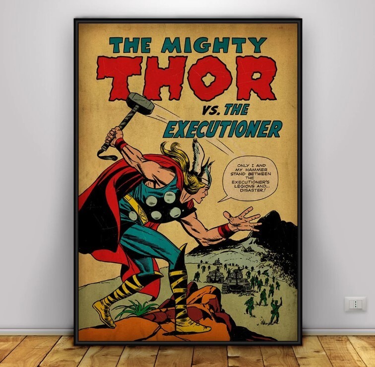 Vintage Marvel Movie Comic Book Cover Posters | Wall Art Prints | Set of 5