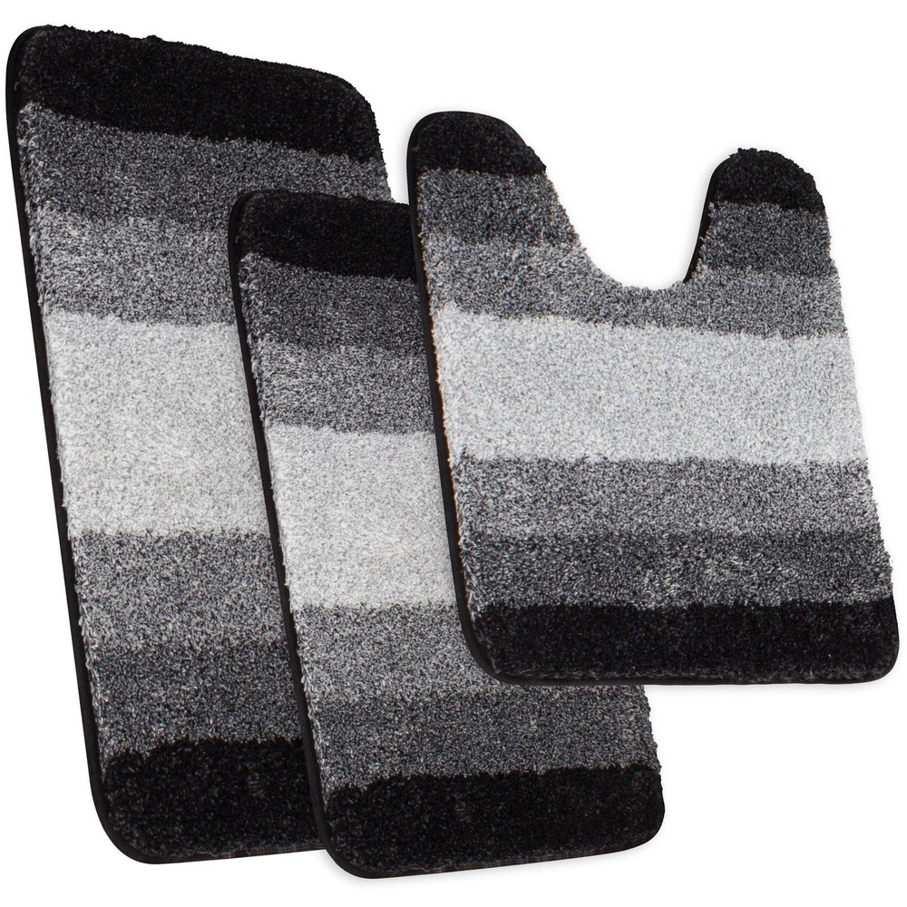 WaLensee 3-Piece Non-Slip Bath Rug Set with Contour Mat for Bathroom