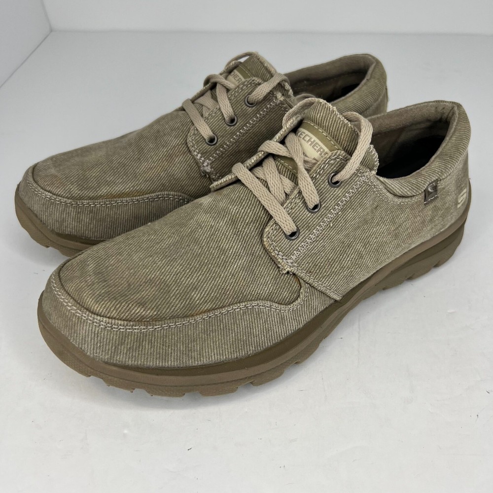 Skechers Mens 64108 Taupe Canvas Lace Up Superior Oxford Size 6.5 Casual Shoes