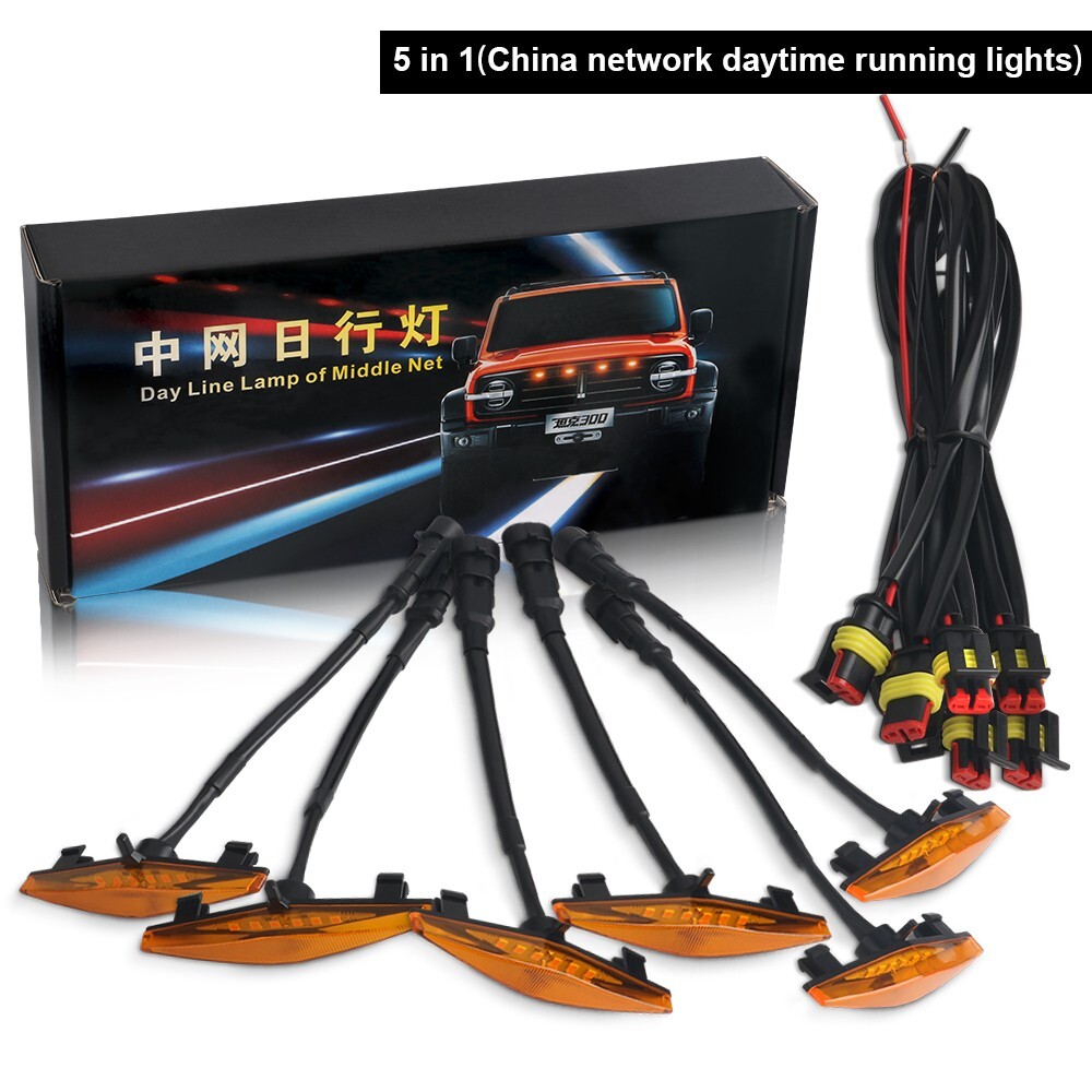 6X LED Front Grille Lights Raptor Style Amber Lamp for Dodge Ram 1500 2500 3500