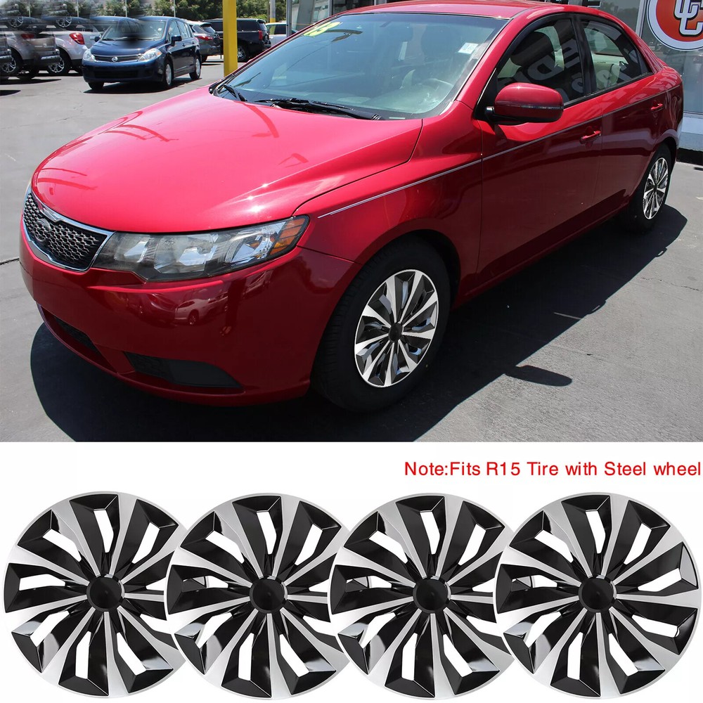 Kia Forte 15-Inch Snap-On Wheel Covers Set of 4 for Steel Wheels