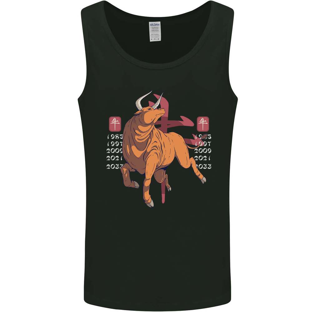 Chinese Zodiac Shengxiao Year of the Ox Mens Vest Tank Top