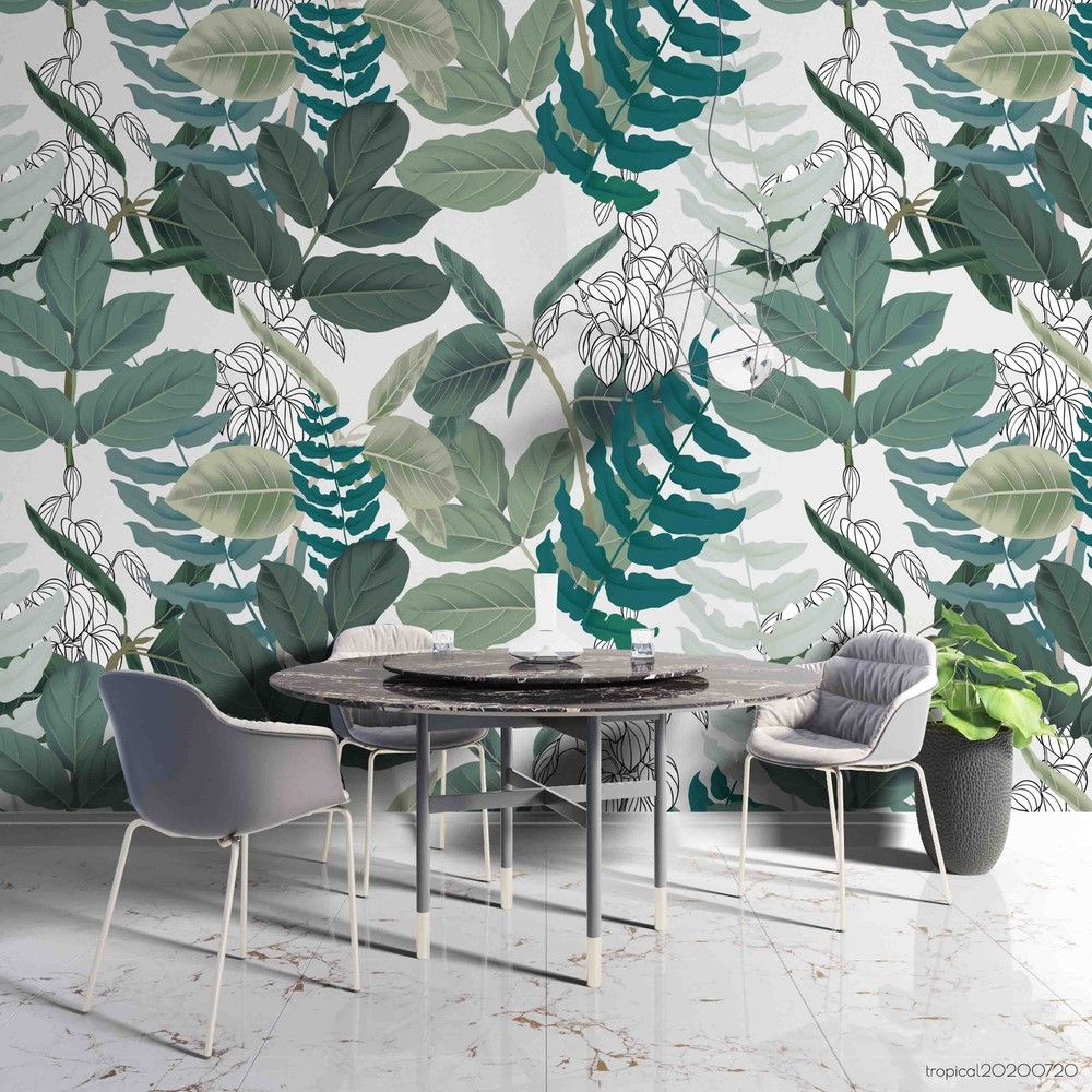 3D Leaves Plantation Pattern Wall Murals Wallpaper Murals Wall Sticker 3