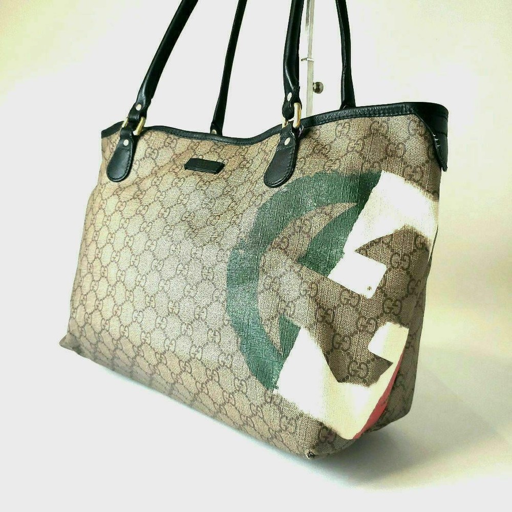 Gucci GG Supreme Tote Bag in A4 Size with Leather Trim New