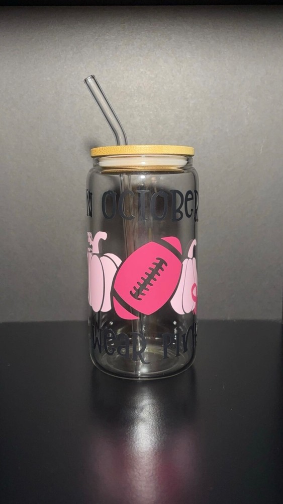 16oz Glass Tumbler with Bamboo Lid, Curved Straw & Cleaning Brush