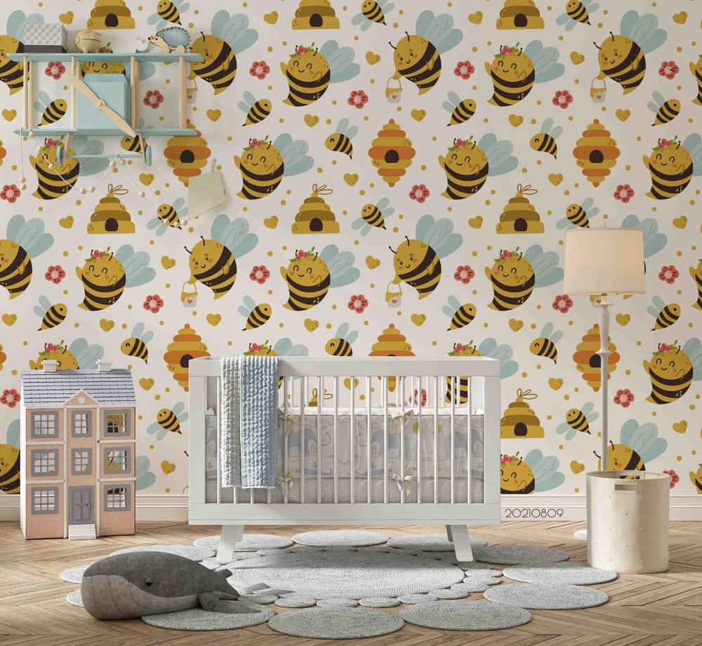 3D Cartoon Bee Honey Wall Murals Wallpaper Murals Wall Sticker 101
